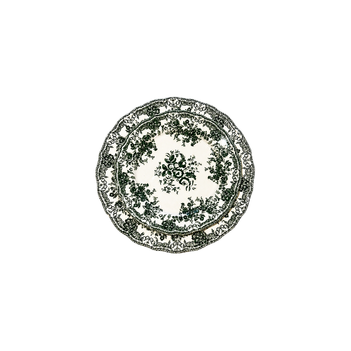 Juego de Platos · Flores Verdes